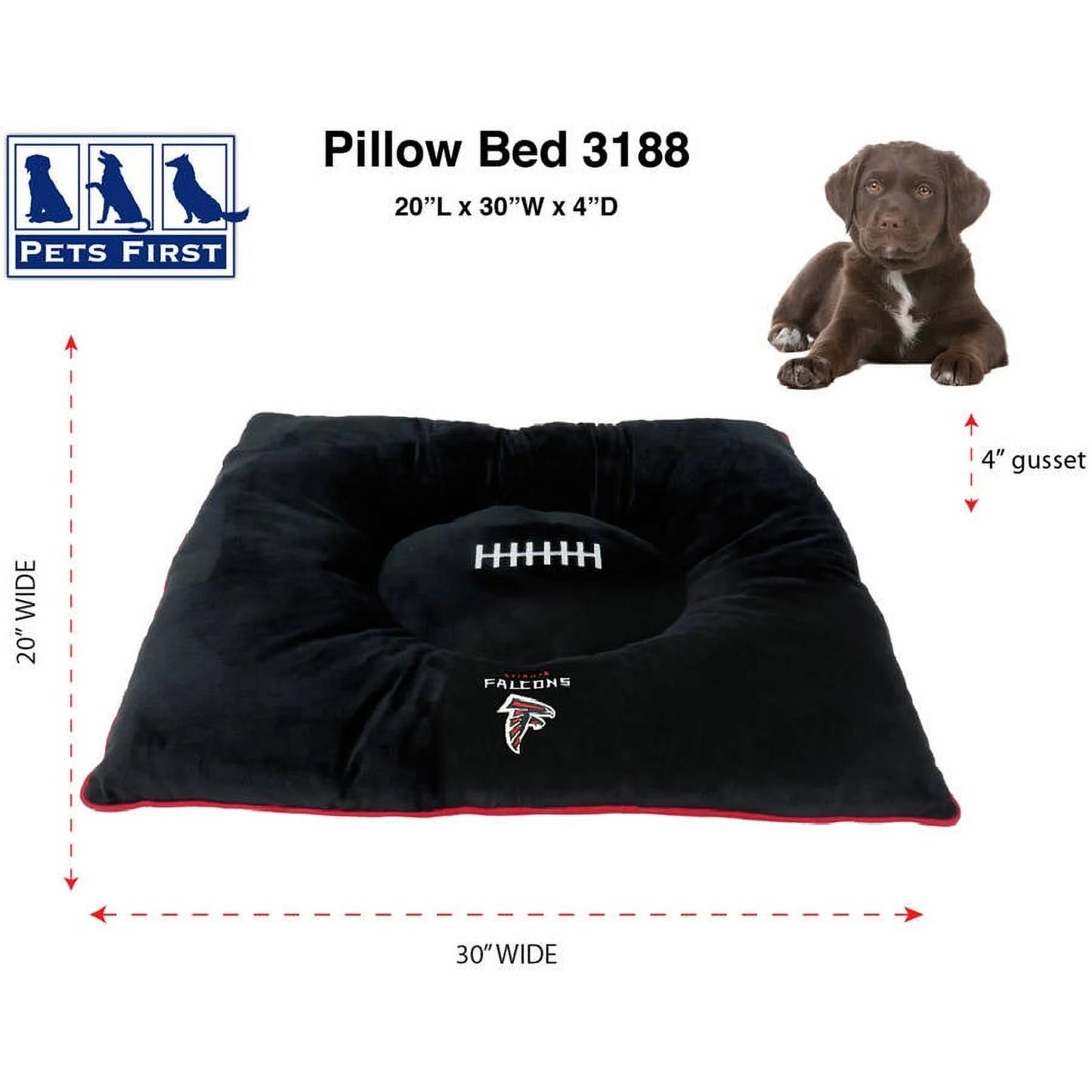 NFL Atlanta Falcons Pillow Bed Mattress - Premium Quality Soft & Cozy Plush! 20+ Teams! for PETS
