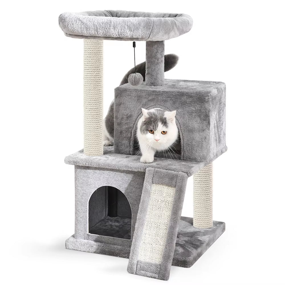 Fast Delivery Pet Cat Tree Tower Condo Wood Scratcher with Scratching Post for Cats Climbing Tree Toys Protecting Furniture Nest