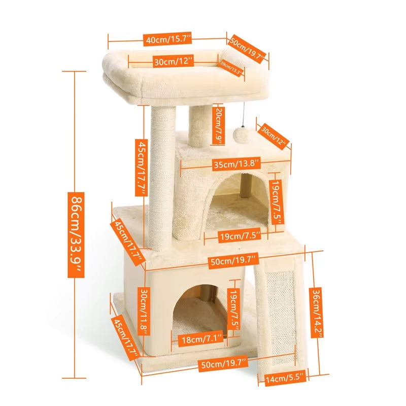 Fast Delivery Pet Cat Tree Tower Condo Wood Scratcher with Scratching Post for Cats Climbing Tree Toys Protecting Furniture Nest