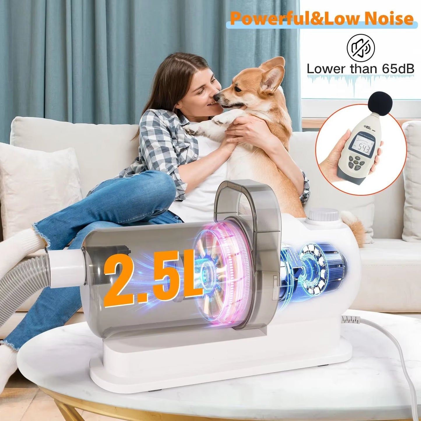 6 in 1 Pets Grooming Kits & Dog Hair Vacuum Powerful Suction for Long or Short Hair Dog Shavers Pet Vacuum Groomer for Dogs Cats