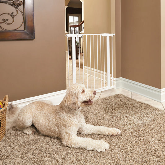 39" White Steel Pet Gate