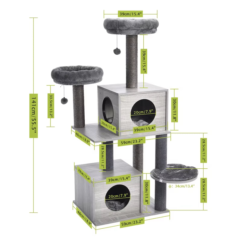Fast Delivery Pet Cat Tree Tower Condo Wood Scratcher with Scratching Post for Cats Climbing Tree Toys Protecting Furniture Nest
