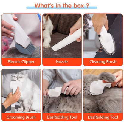 6 in 1 Pets Grooming Kits & Dog Hair Vacuum Powerful Suction for Long or Short Hair Dog Shavers Pet Vacuum Groomer for Dogs Cats