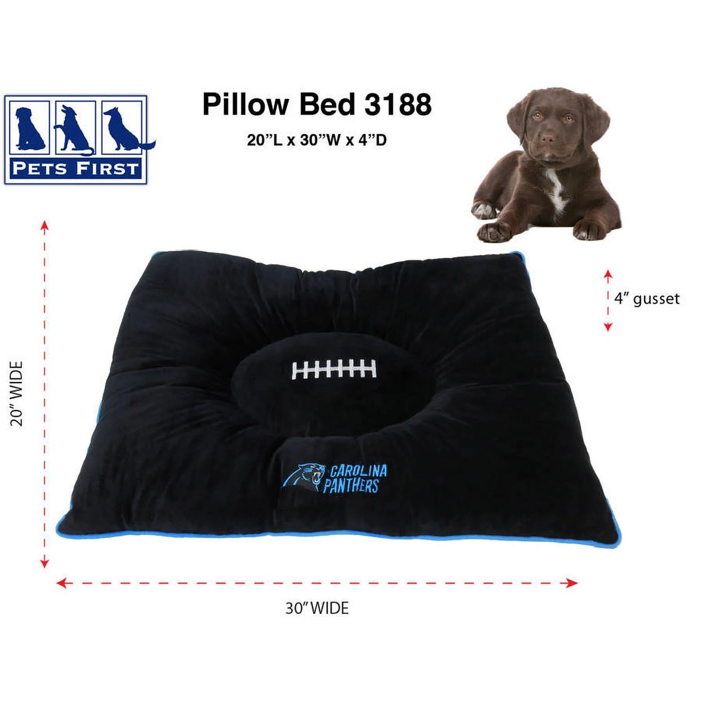 NFL Carolina Panthers Pillow Bed Mattress - Premium Quality Soft & Cozy Plush! 20+ Teams! for PETS