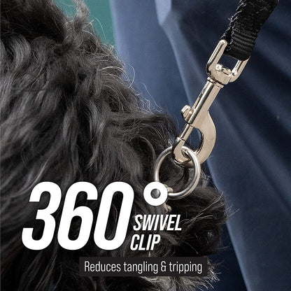 Long Trainer - 1 Inch Nylon Long Dog Training Leash with Storage Strap (50 Ft, Black)