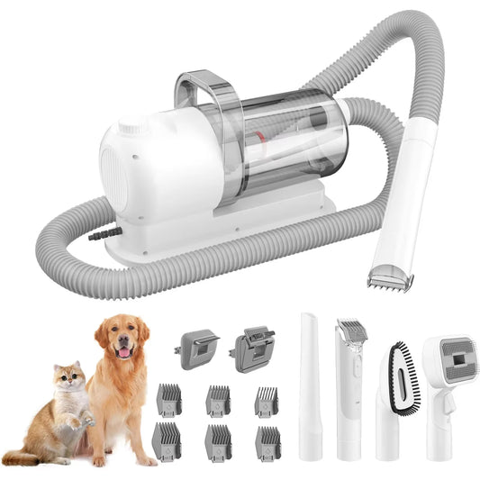6 in 1 Pets Grooming Kits & Dog Hair Vacuum Powerful Suction for Long or Short Hair Dog Shavers Pet Vacuum Groomer for Dogs Cats
