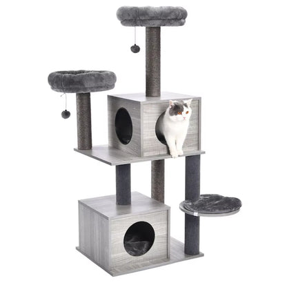 Fast Delivery Pet Cat Tree Tower Condo Wood Scratcher with Scratching Post for Cats Climbing Tree Toys Protecting Furniture Nest